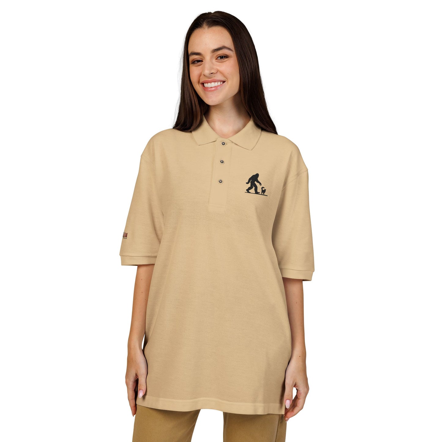 Classic Sasquatch's Cat Embroidered Unisex Polo Shirt
