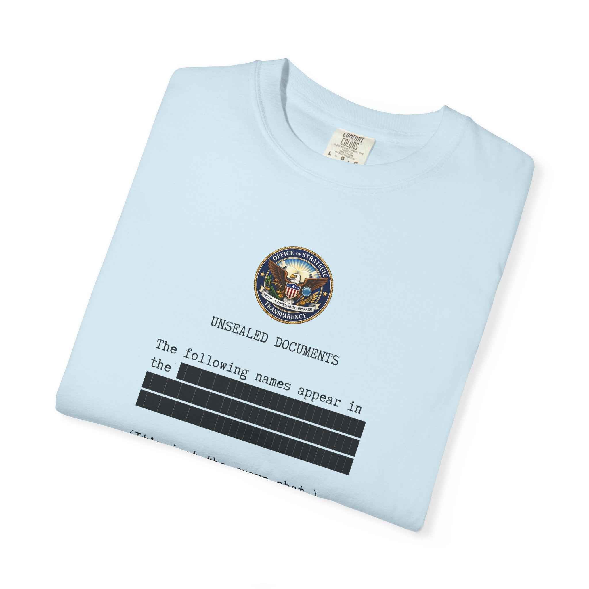 Unsealed Documents Unisex T-Shirt – Redacted Group Chat Political Satire Tee