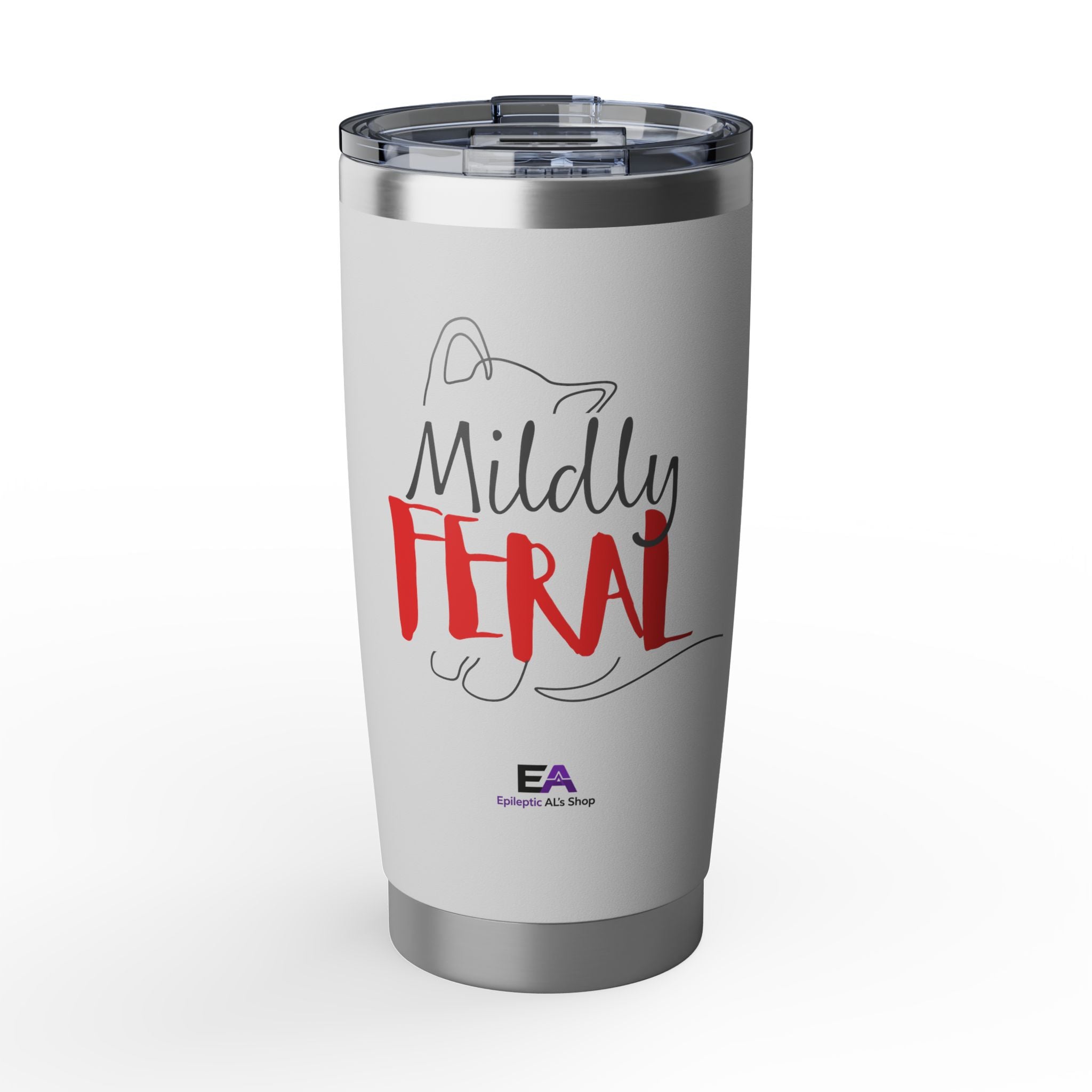 Mildly Feral 20oz Stainless Steel Tumbler – Funny Cat Lover Travel Cup