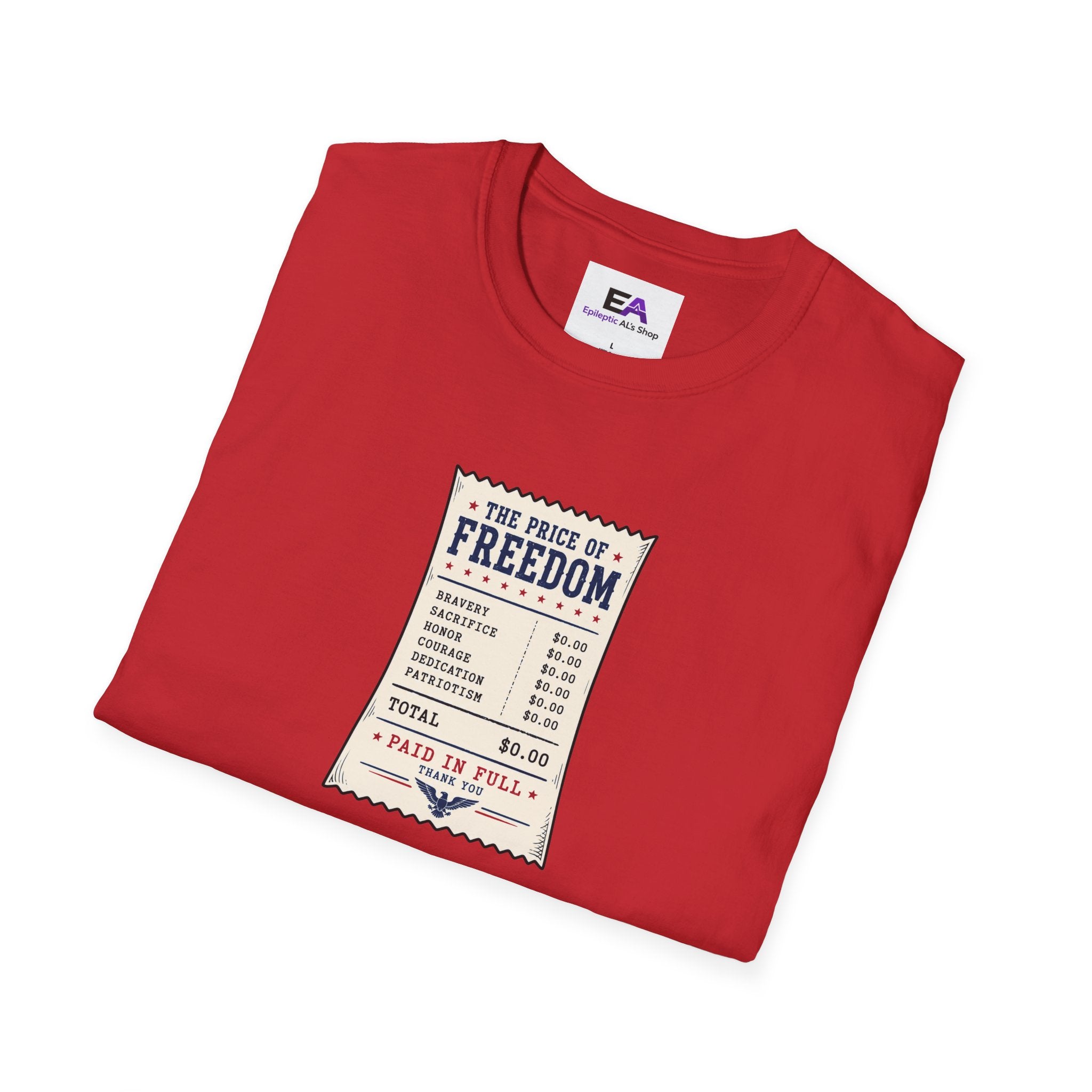 Price of Freedom Patriotic Receipt T-Shirt | Americana Graphic Tee