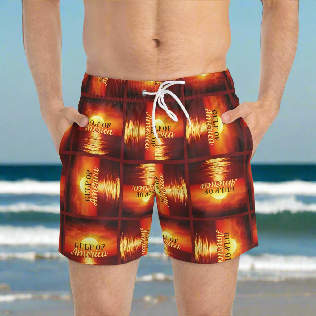 Gulf of America Swim Trunks - Vibrant Beachwear for Summer Fun Printify