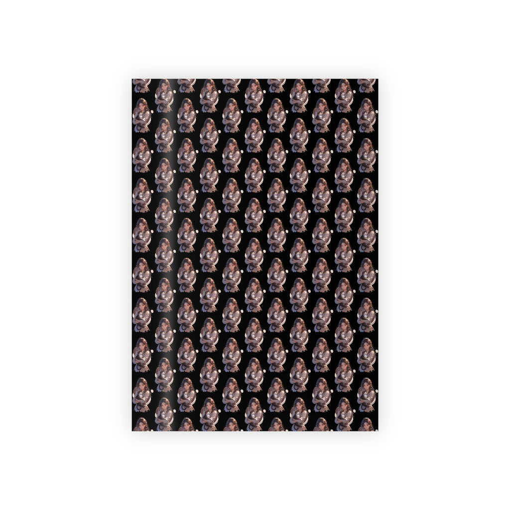 Chic Black Anime Cat Lady Gift Wrapping Paper Roll