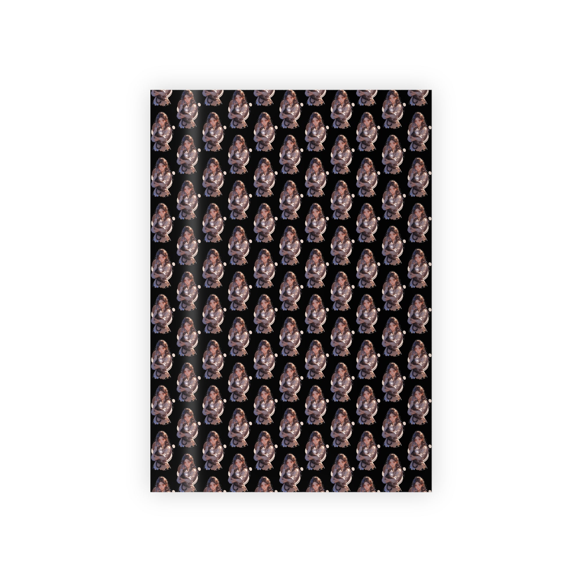 Chic Black Anime Cat Lady Gift Wrapping Paper Roll