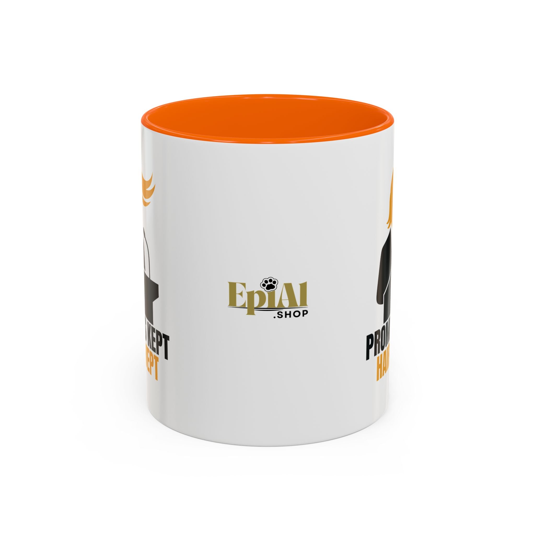 Promises Kept, Hair Swept — Two-Tone Coffee Mug (Political Parody)