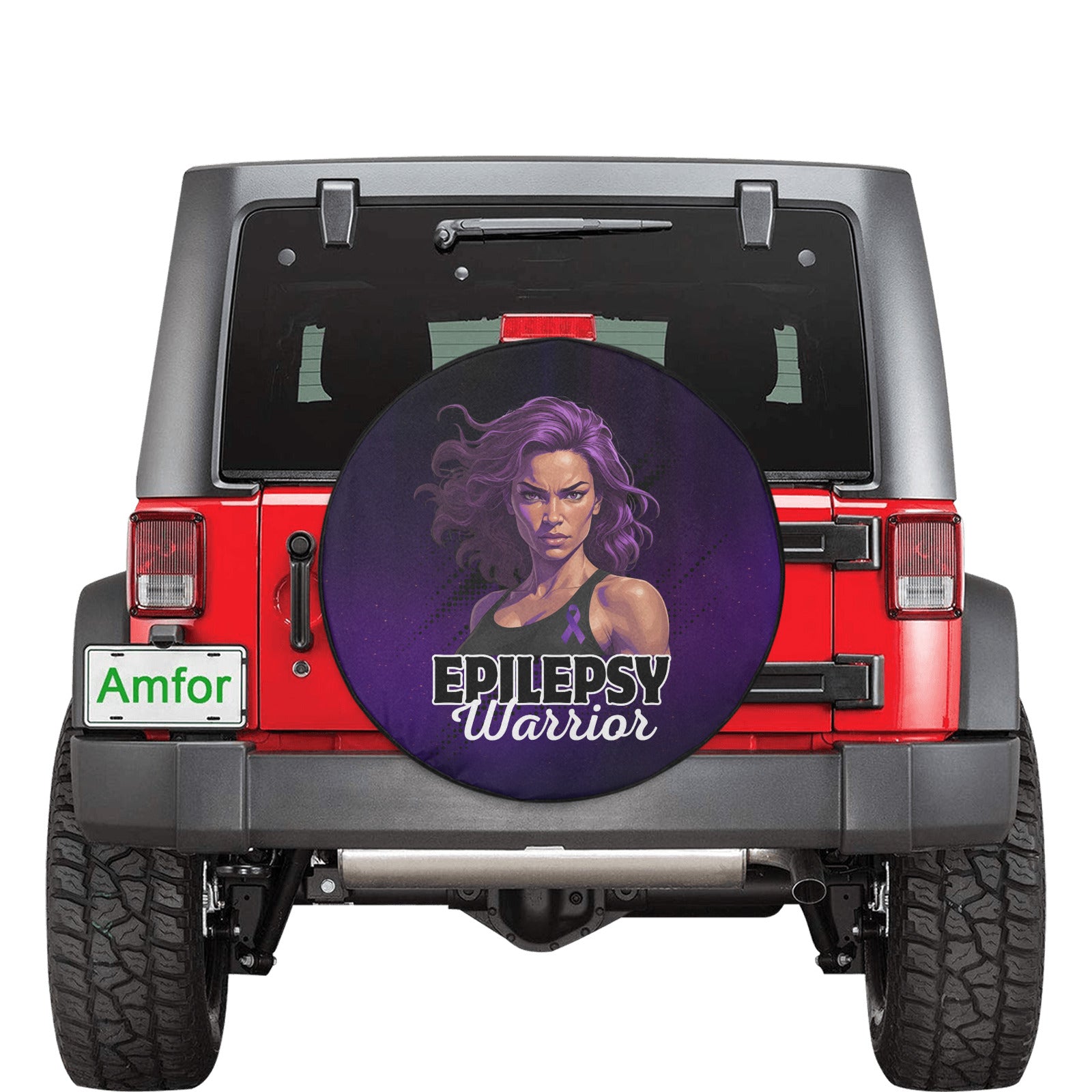 Epilepsy Warrior Woman Spare Tire Cover (Medium)(16")