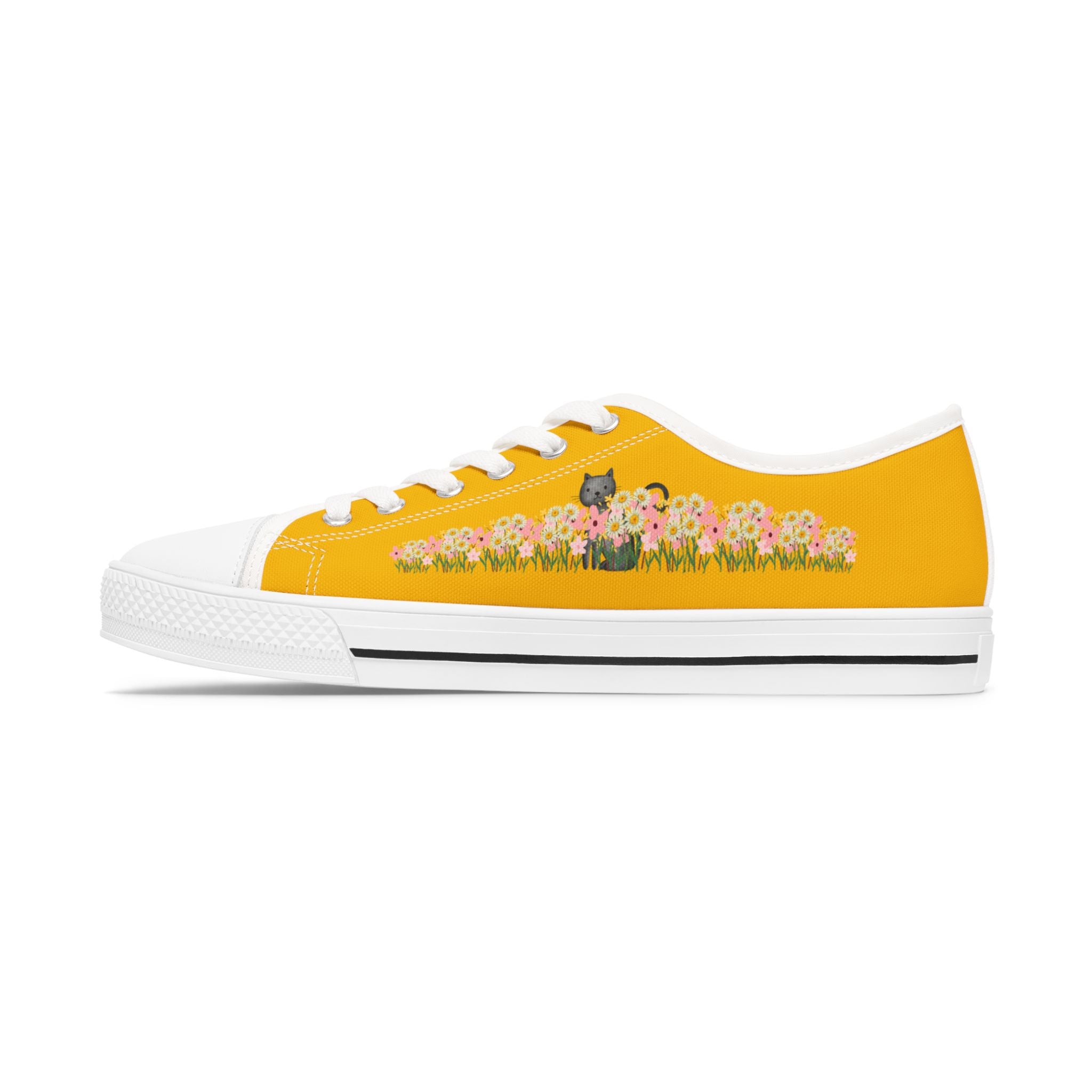 Among Flowers – Hidden Cat Low Women's Top Canvas Shoes