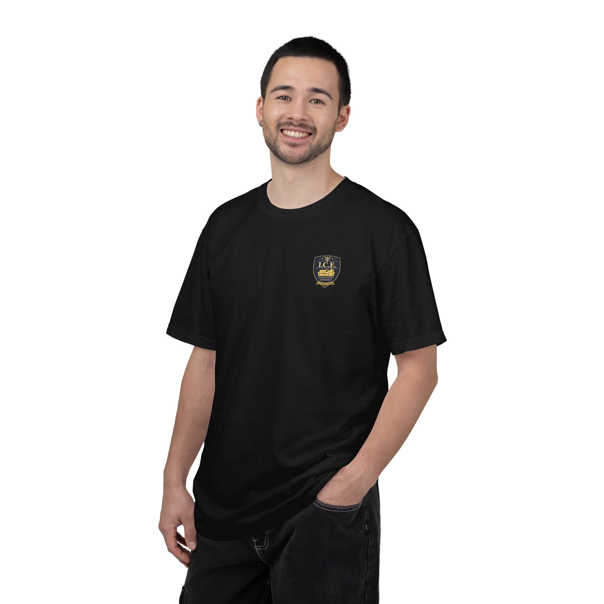 I.C.E. Badge T-Shirt | Institute of Cozy Excellence Parody Tee