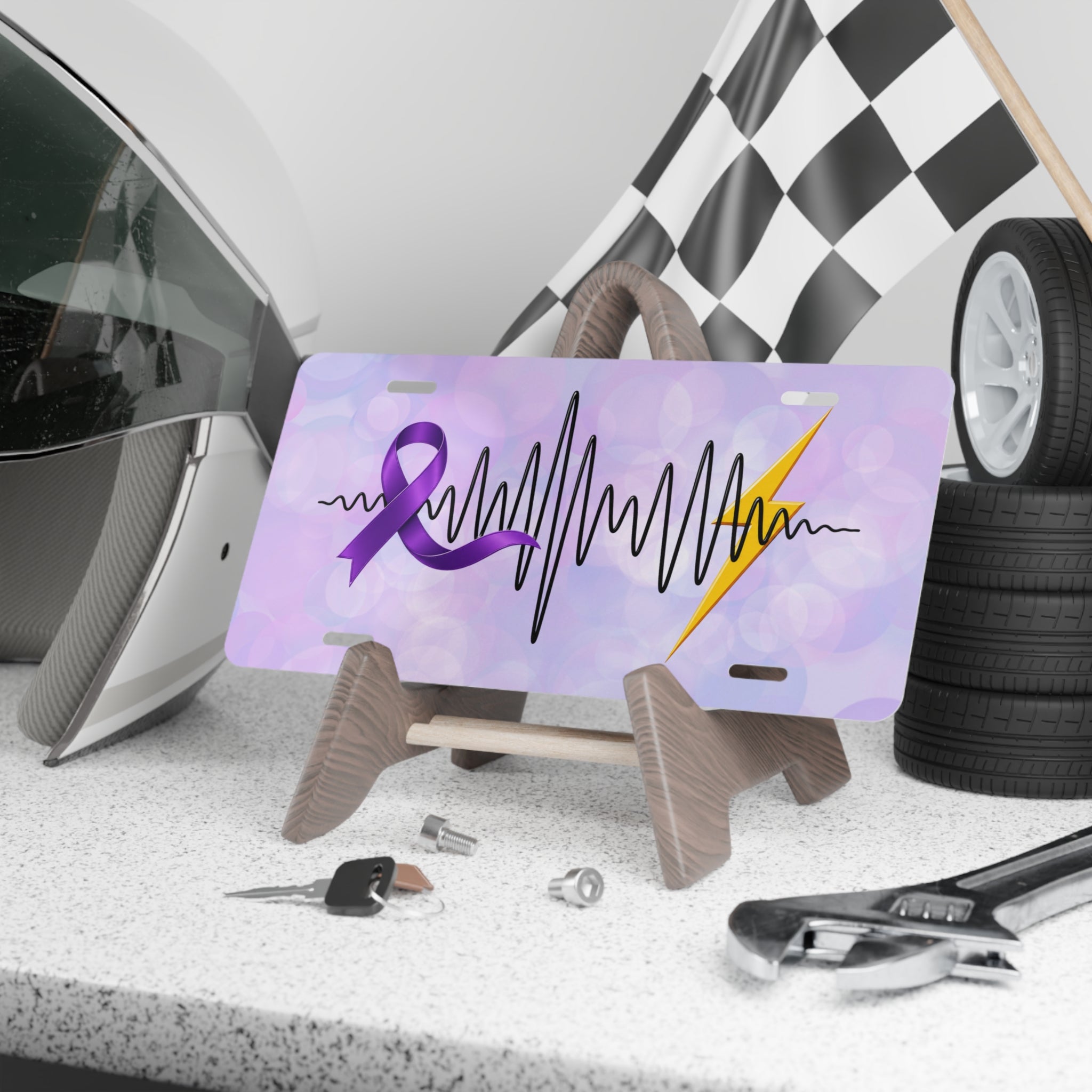 Epilepsy Awareness Purple Ribbon License Plate