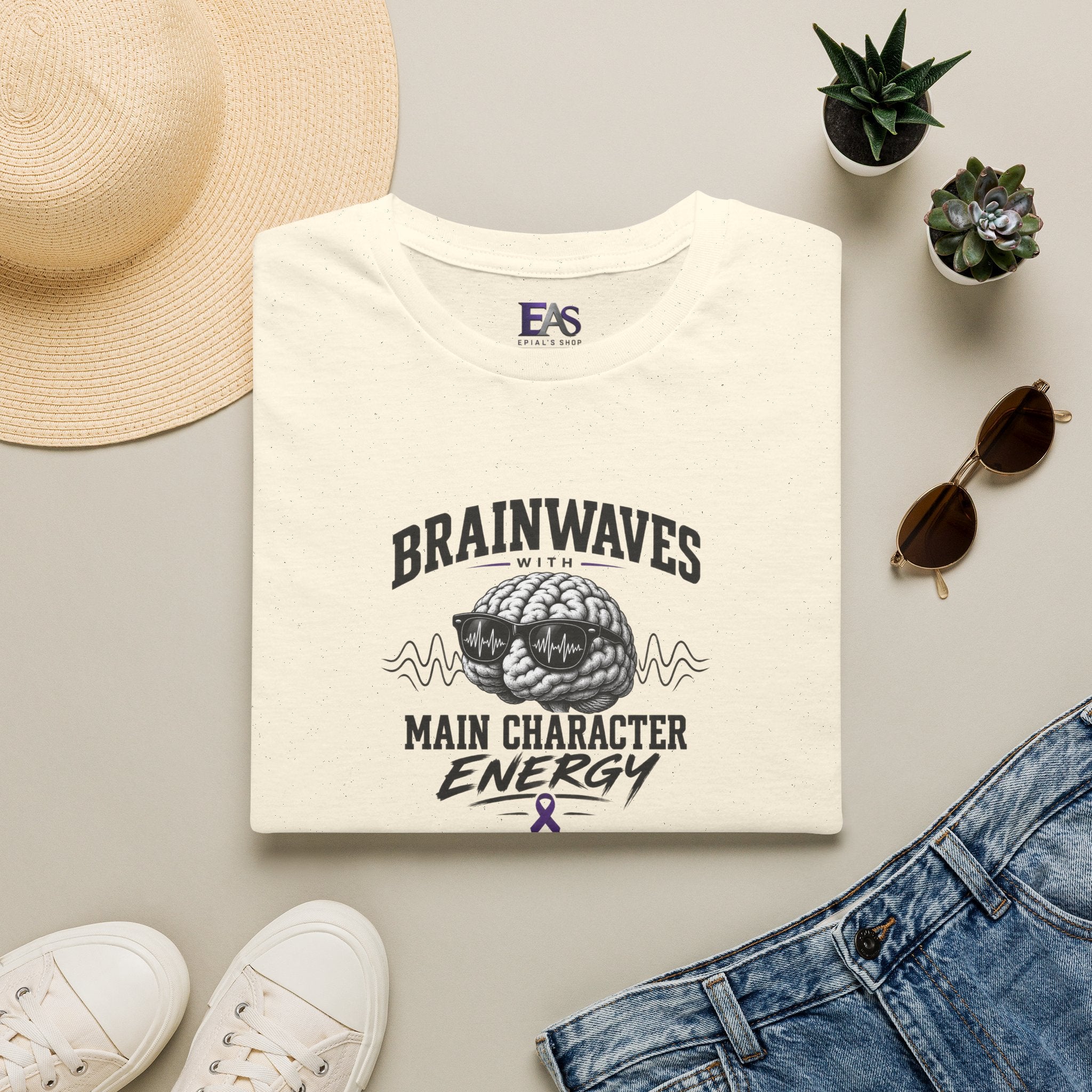 Brainwaves With Main Character Energy Epilepsy Awareness T-Shirt