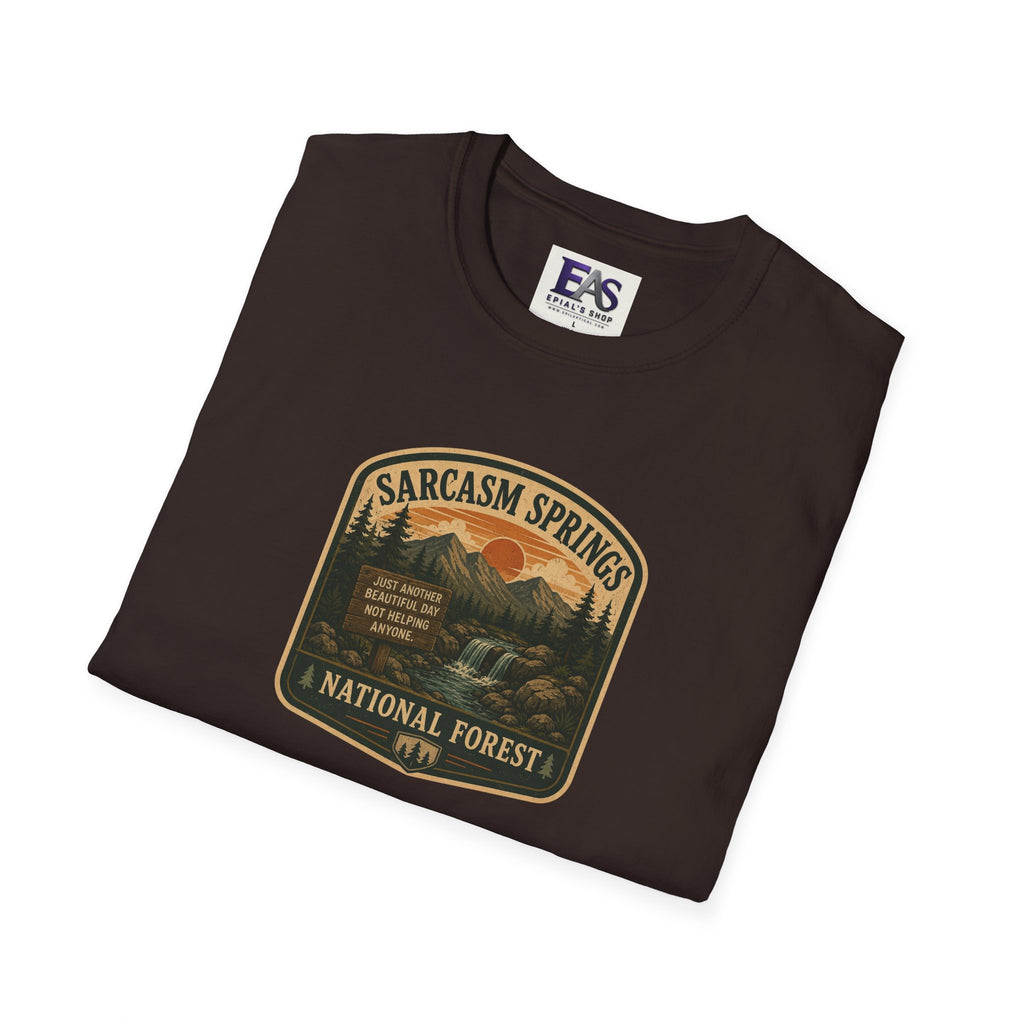 Sarcasm Springs National Forest Unisex T-Shirt | Funny Retro Outdoors Graphic Tee