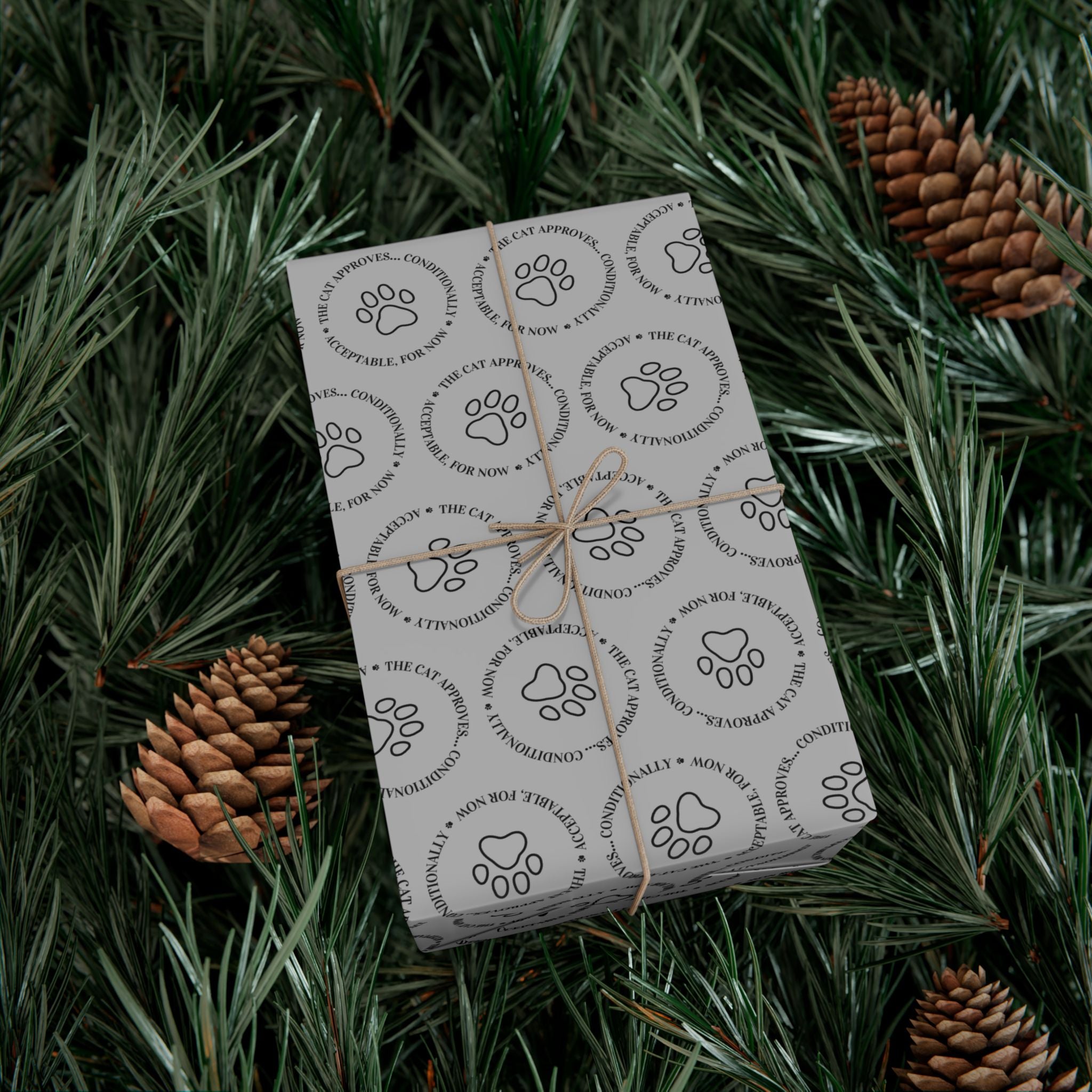 The Cat Approves Gift Wrap Paper (Cat-Themed Humor)