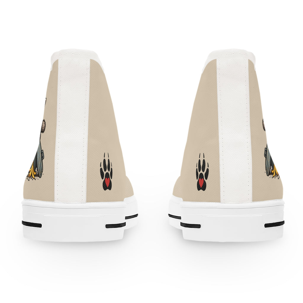 Jimothy Raccoon Paw Print Women's High-Top Canvas Sneakers | Trash Panda Shoes