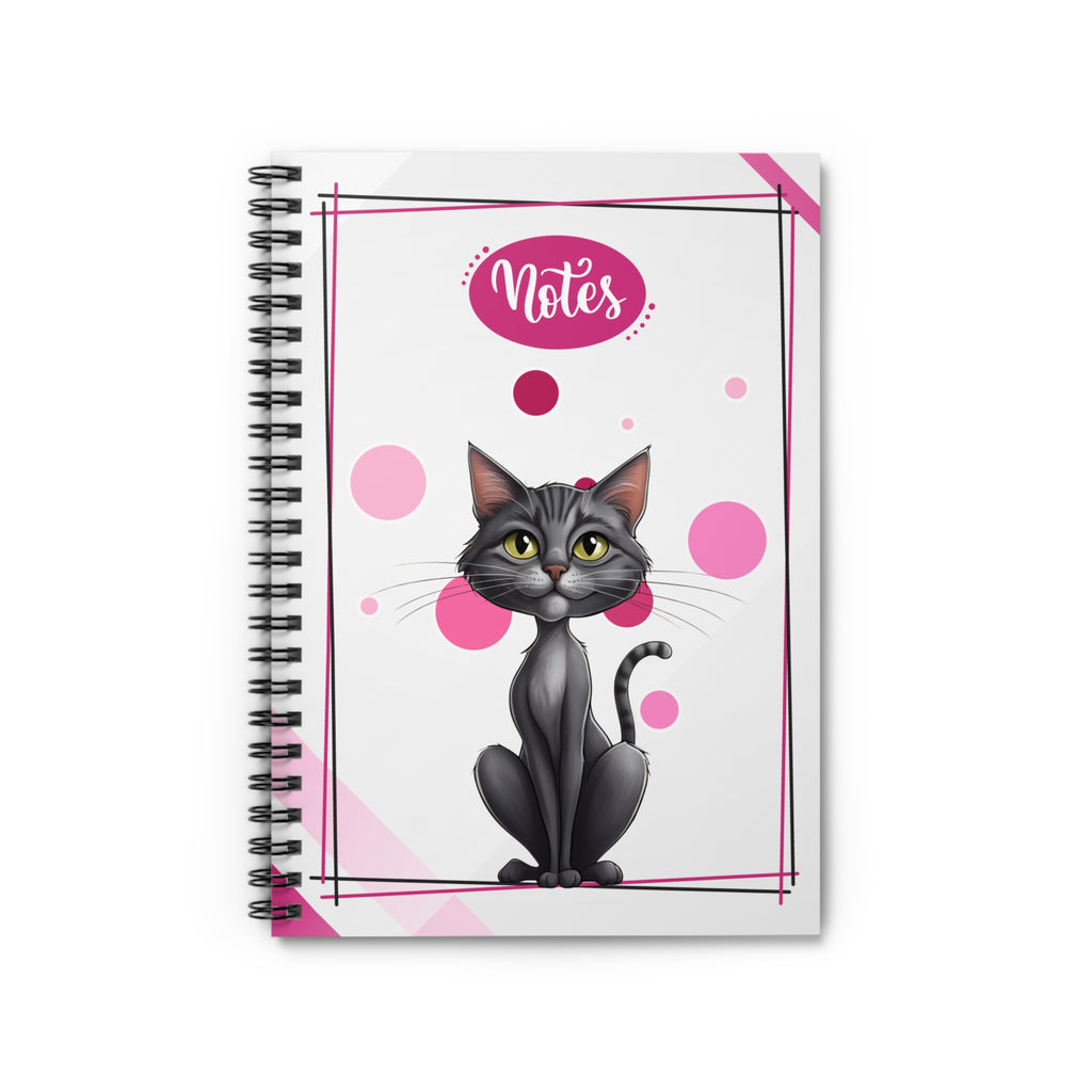 Gray Kitty Spiral Notebook for Students or Cat Lovers