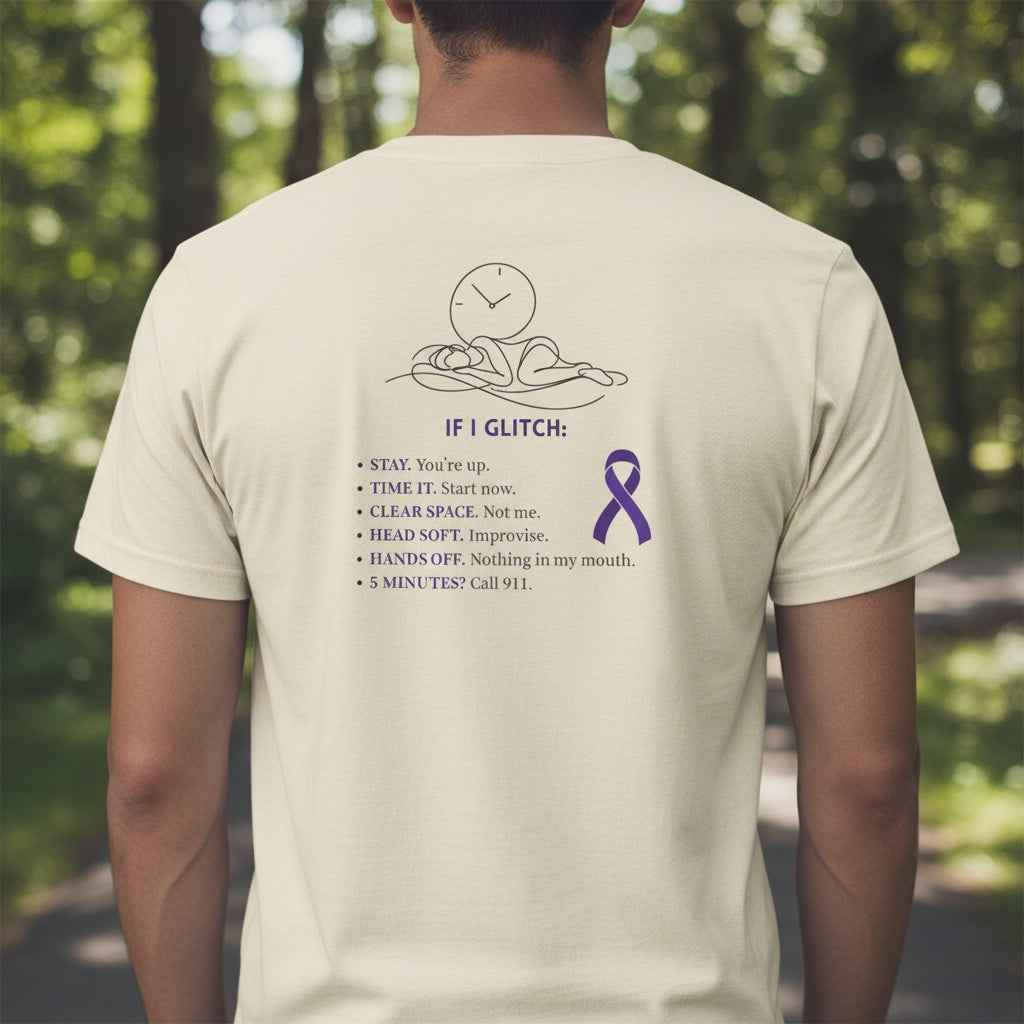 Glitch Happens Tee – Minimalist Seizure First Aid Shirt | Epilepsy Awareness | Neurostrong Apparel