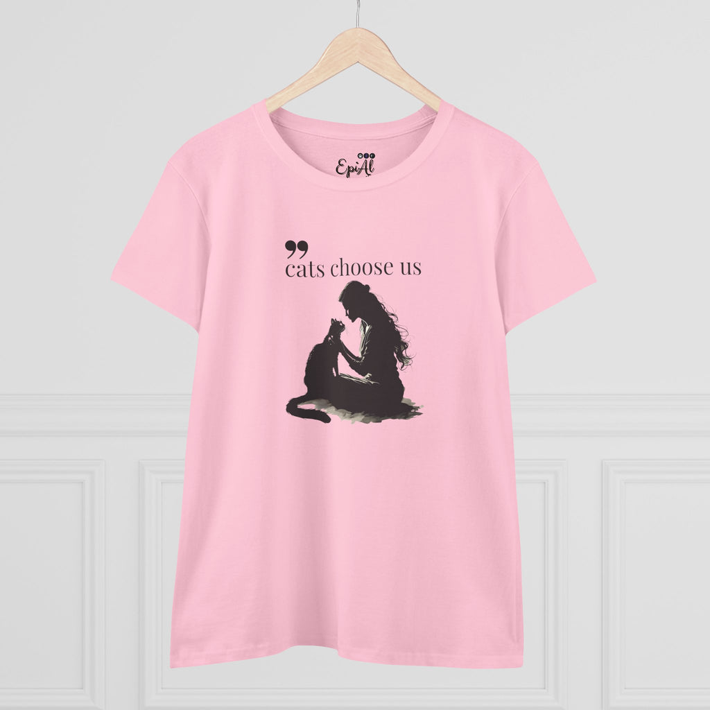 Women's Cat Lover Tee - "Cats Choose Us" Graphic Shirt