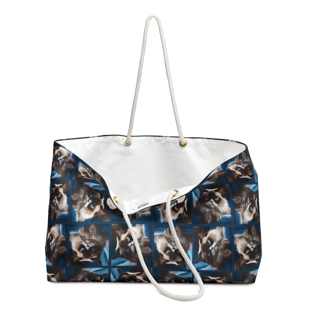 Grumpy Cat Print Weekender Bag for Cat Lovers Printify
