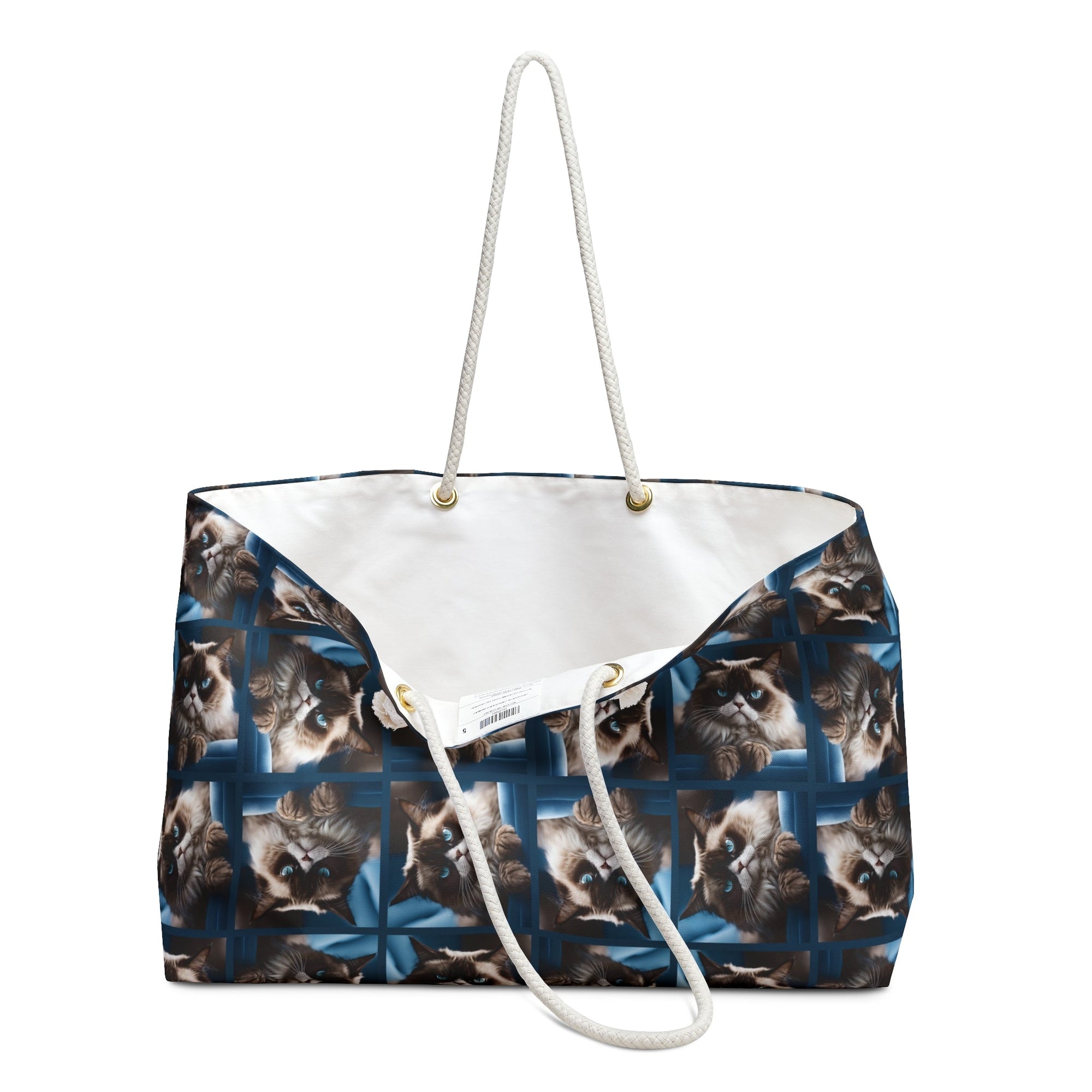 Grumpy Cat Print Weekender Bag for Cat Lovers Printify