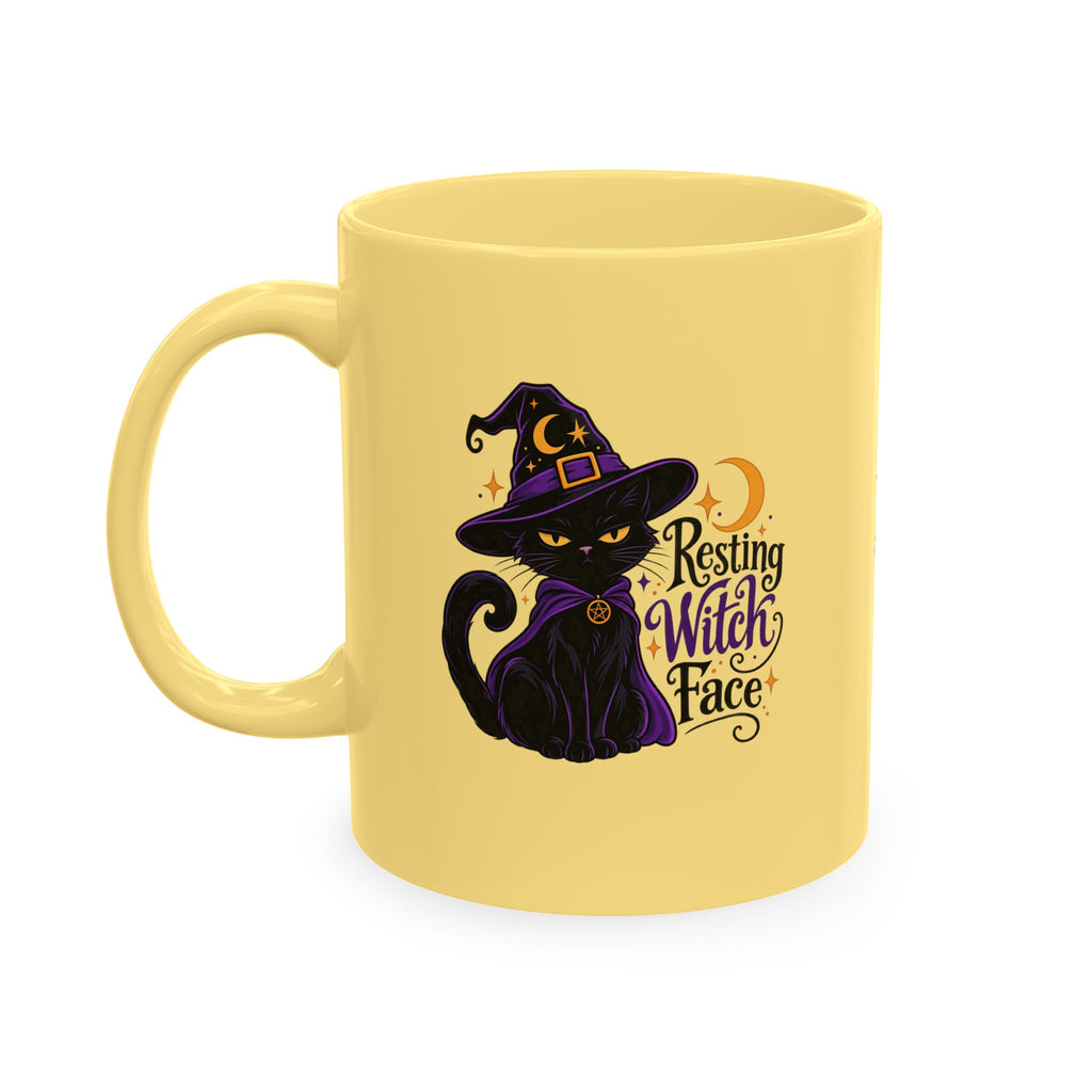 Resting Witch Face Cat Mug | 11 oz Halloween Coffee Mug