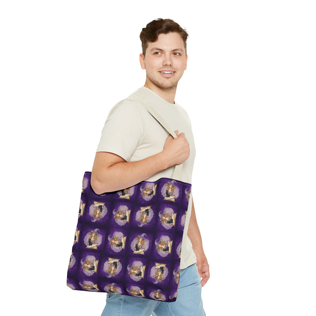 Vibrant Witchy Cat Lady Tote Bag