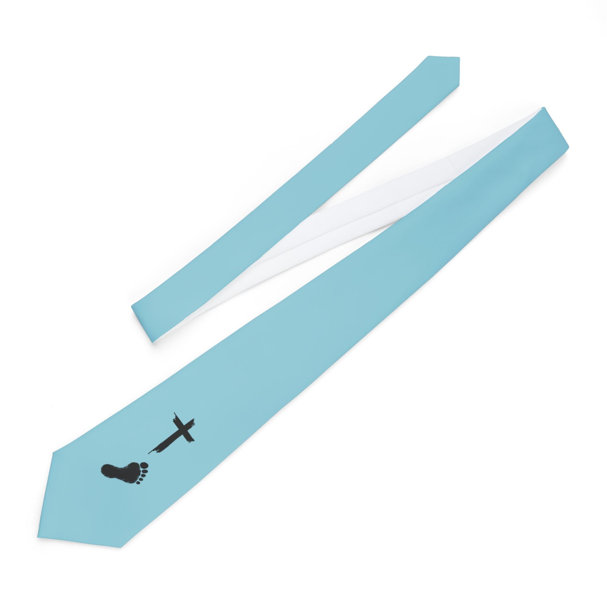 Jesus & Bigfoot Necktie – Cross and Sasquatch Footprint Tie