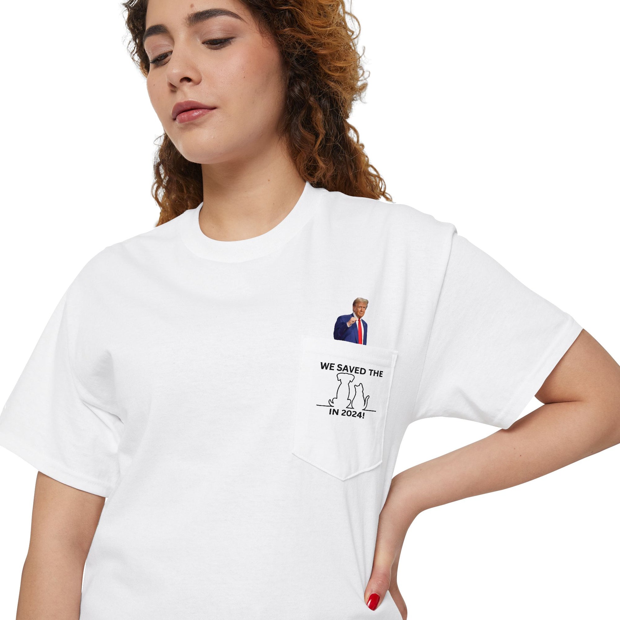 Trump - Saved the Cats & Dogs Unisex Heavy Cotton Pocket Tee