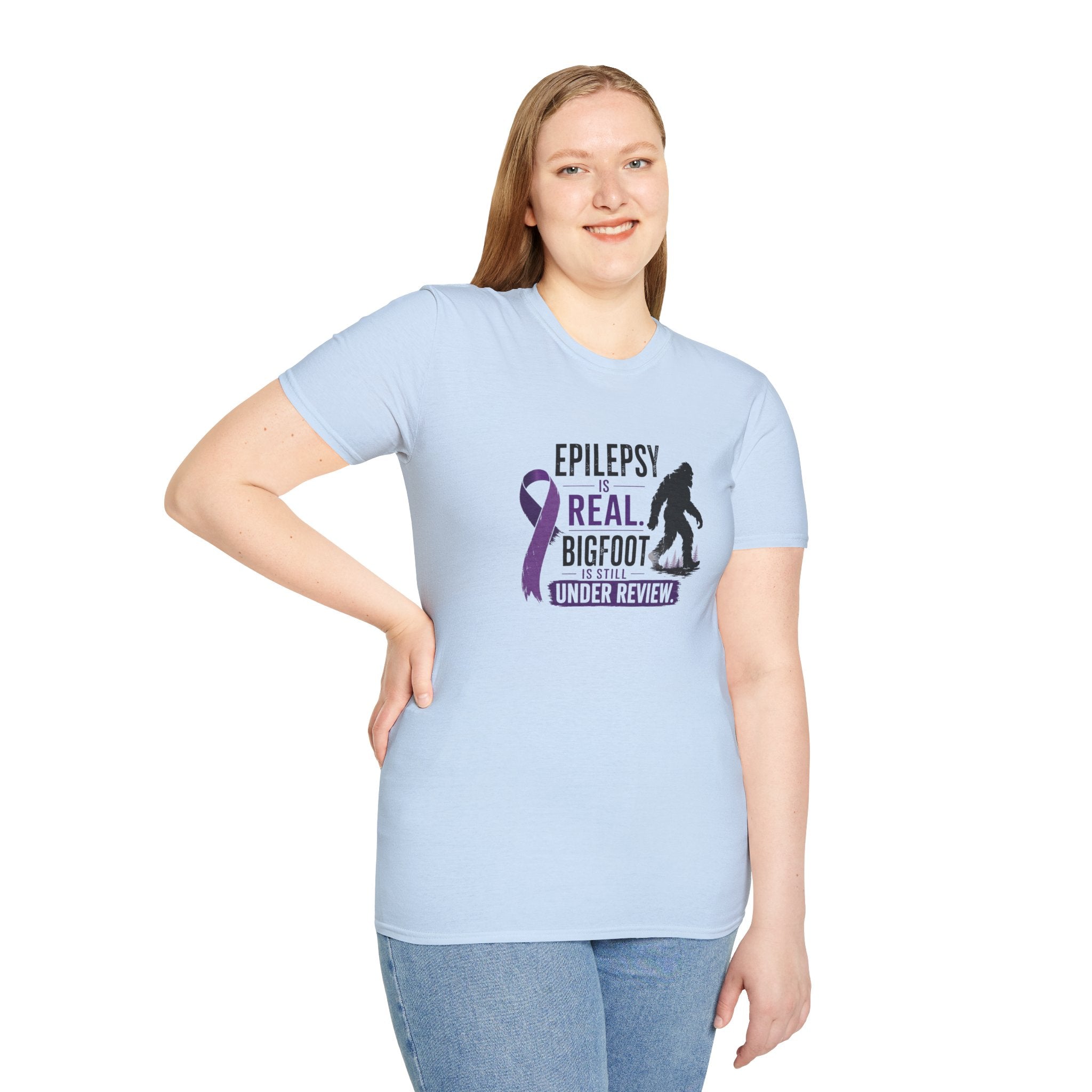 Epilepsy Awareness T-Shirt — "Epilepsy is Real" Purple Ribbon Bigfoot Design