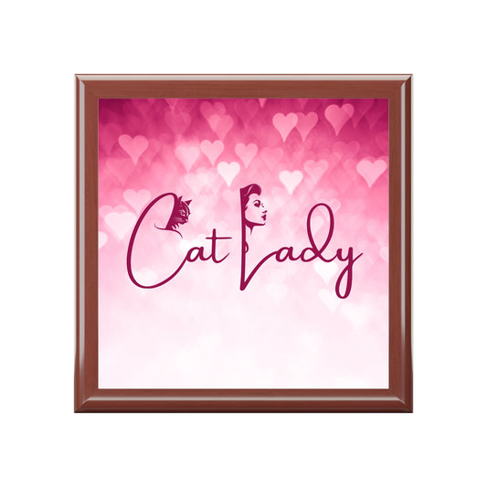 Cat Lady Hearts Jewelry Box - Perfect Gift for Cat Lovers Printify