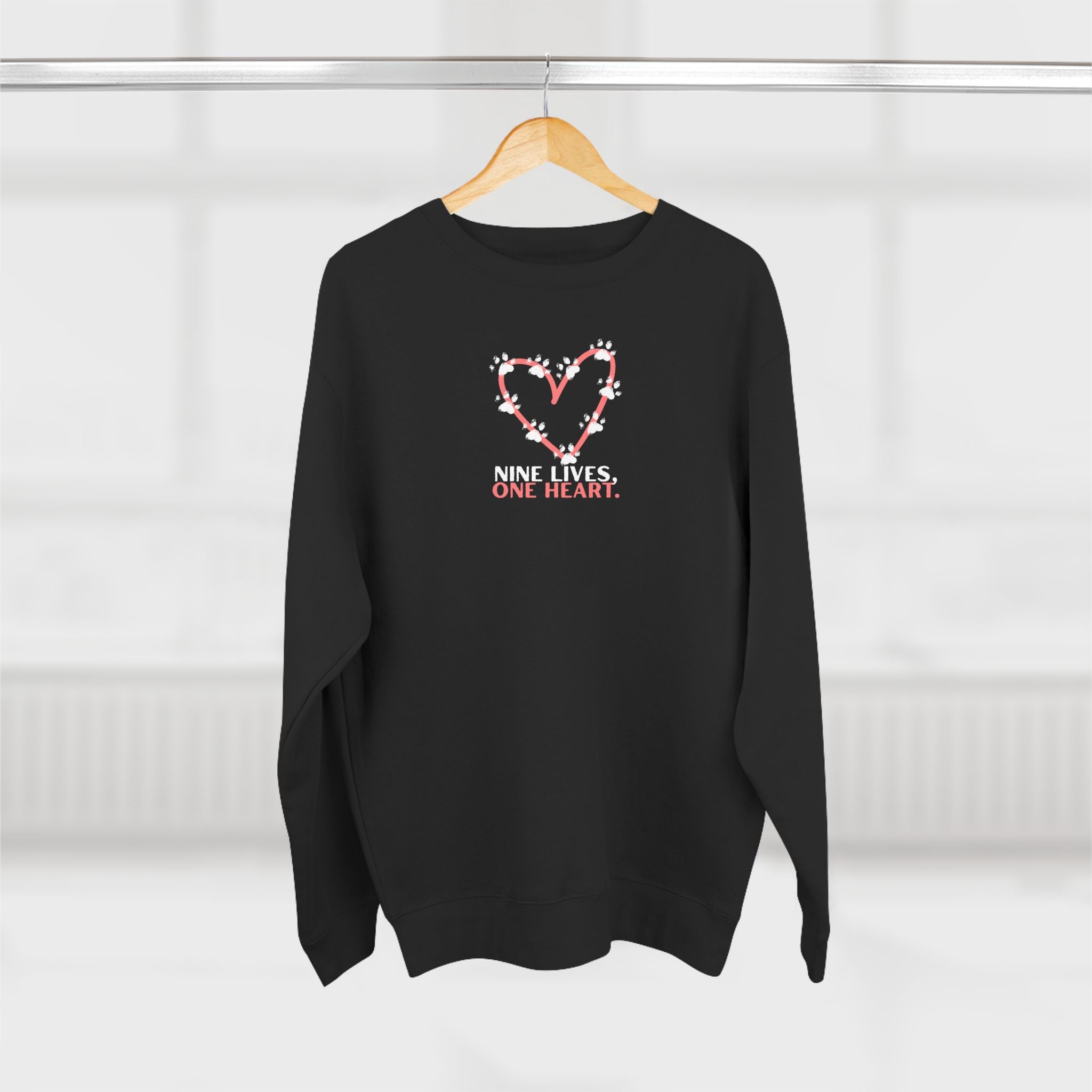 Nine Lives, One Heart – Cat Lover Sweatshirt