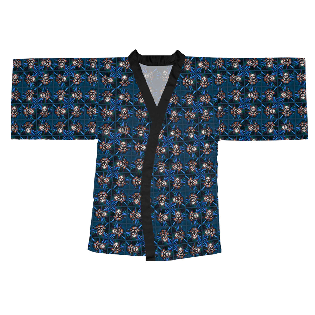 Gothic Clown Cat Print Long Sleeve Kimono Robe | Boho Lounge Wear