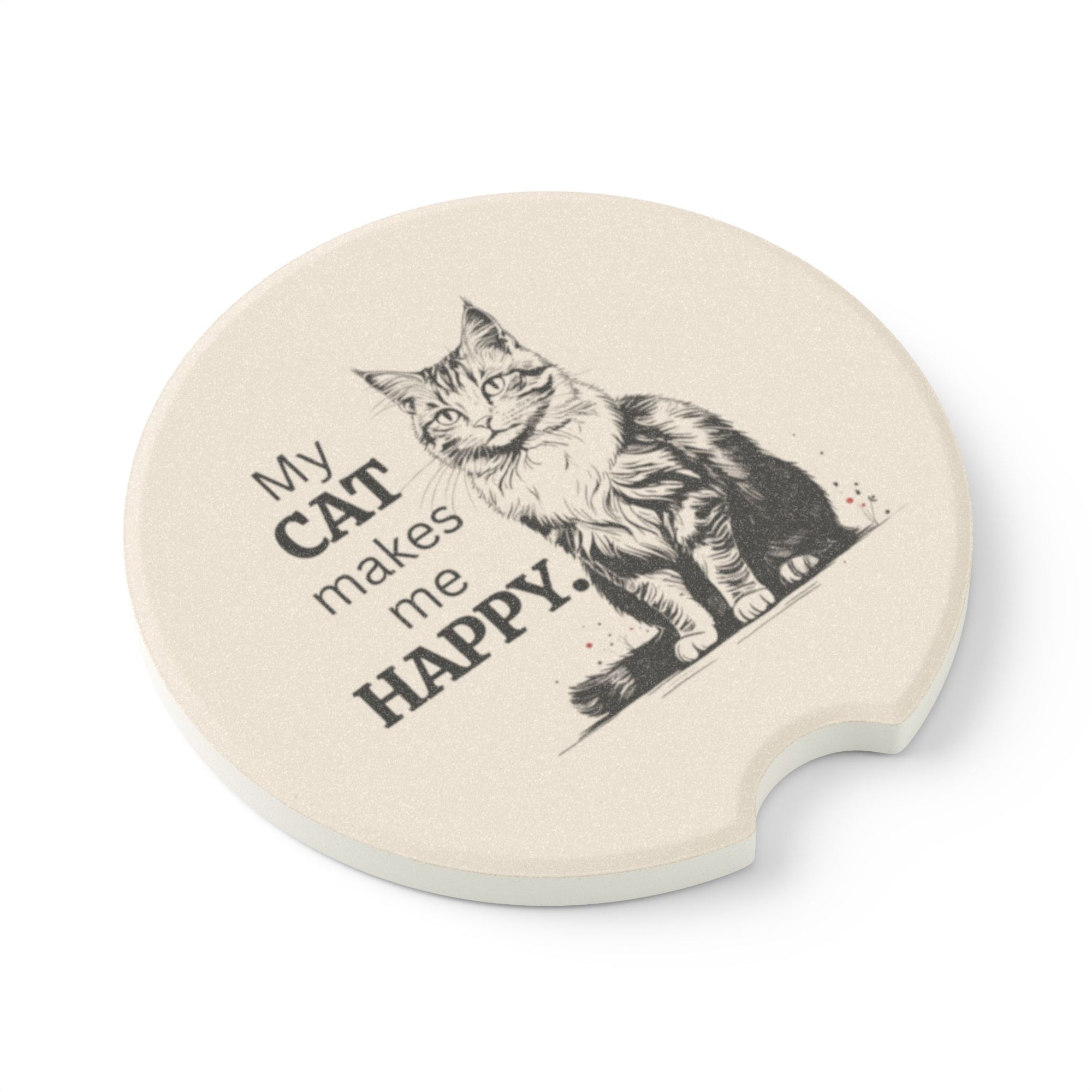 My Cat Makes Me Happy Soapstone Car Coaster
