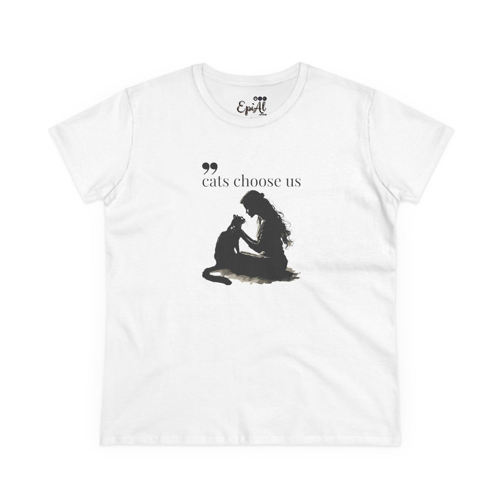 Women's Cat Lover Tee - "Cats Choose Us" Graphic Shirt