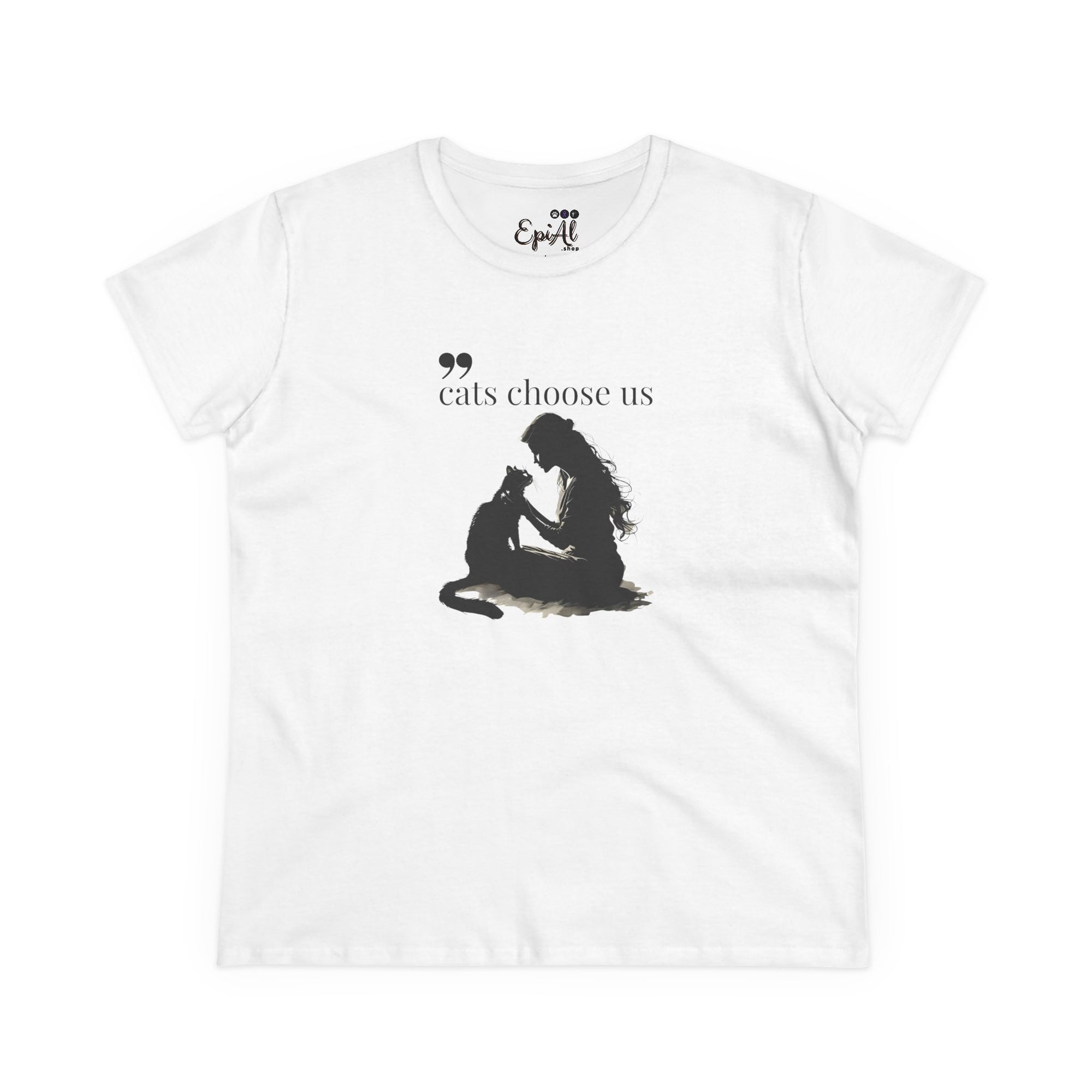 Women's Cat Lover Tee - "Cats Choose Us" Graphic Shirt