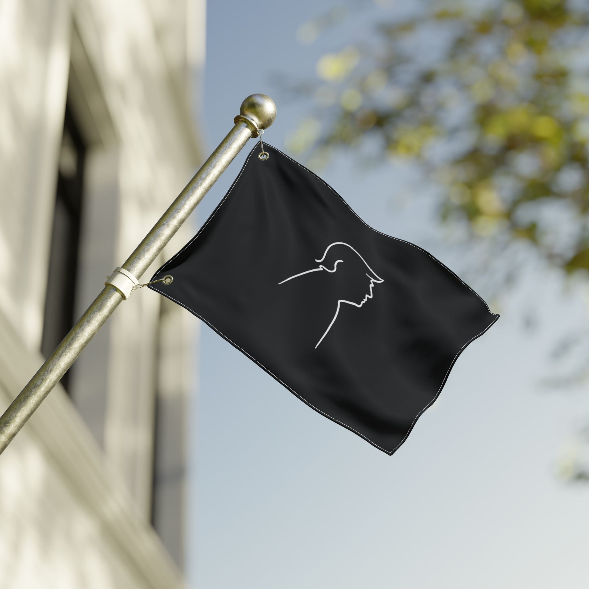 Minimalist Line Portrait Flag – Modern Political Parody Design