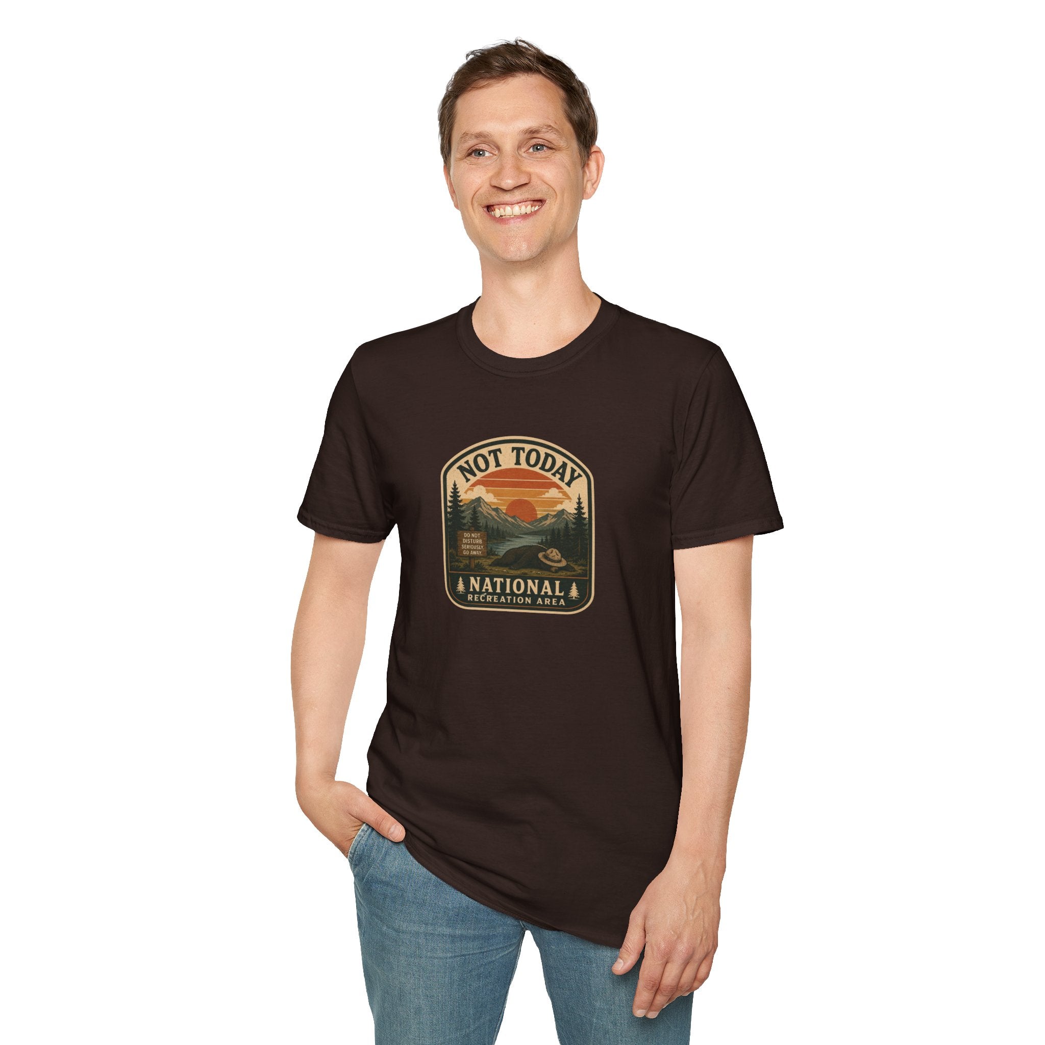 Not Today National Recreation Area Unisex T-Shirt | Funny Retro Outdoors Graphic Tee