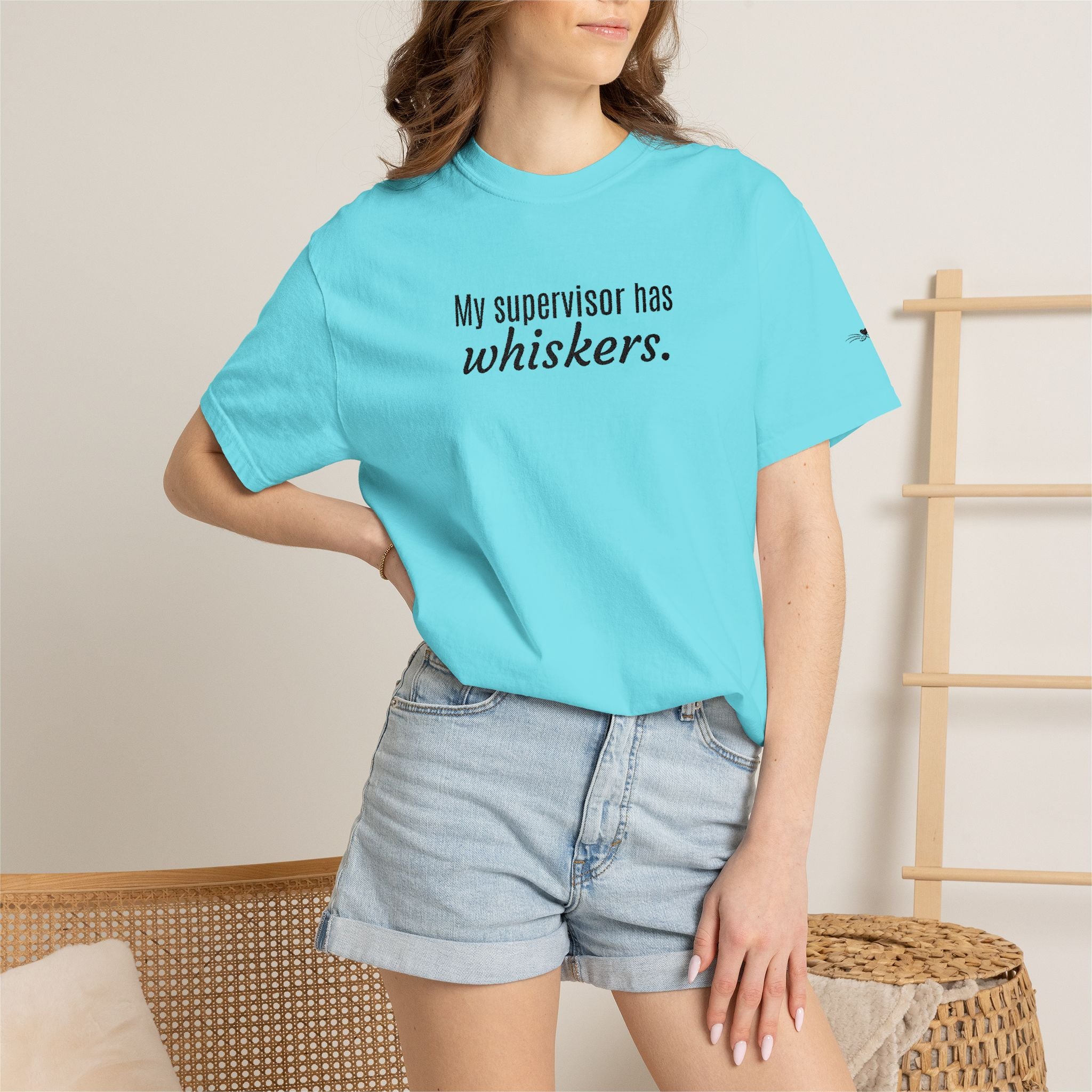 My Supervisor Has Whiskers Embroidered Comfort Colors T-Shirt