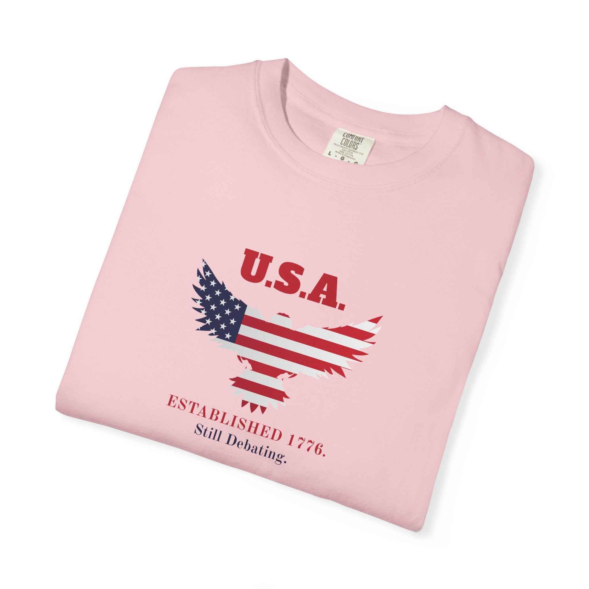 U.S.A. Still Debating Tee – Patriotic Humor Heavyweight Shirt