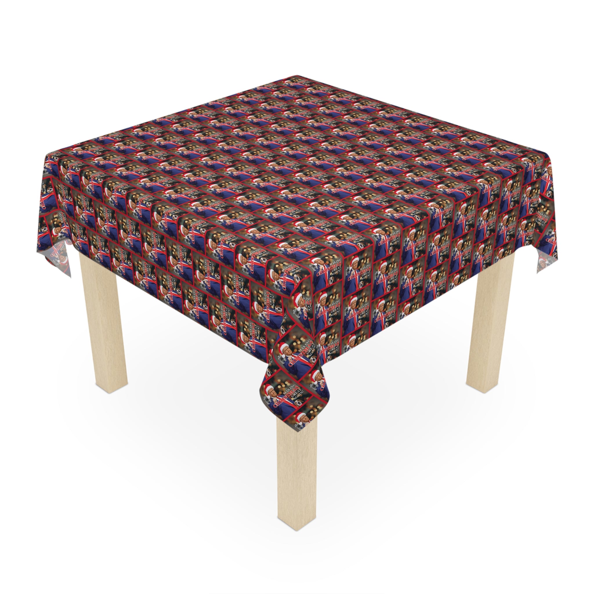 Photo depicting the ​Making Christmas Great Again Novelty Christmas Tablecloth from EpiAl's Shop.