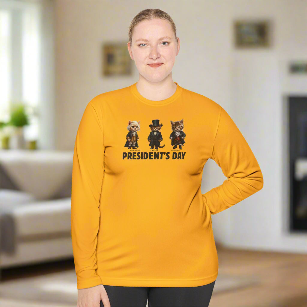 Presidents Day Kittens Unisex Lightweight Long Sleeve Tee