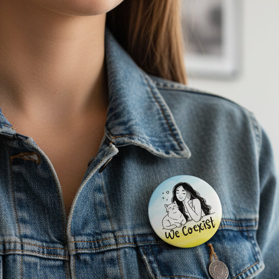 We Coexist Pinback Button – Cat Lover Mini Statement