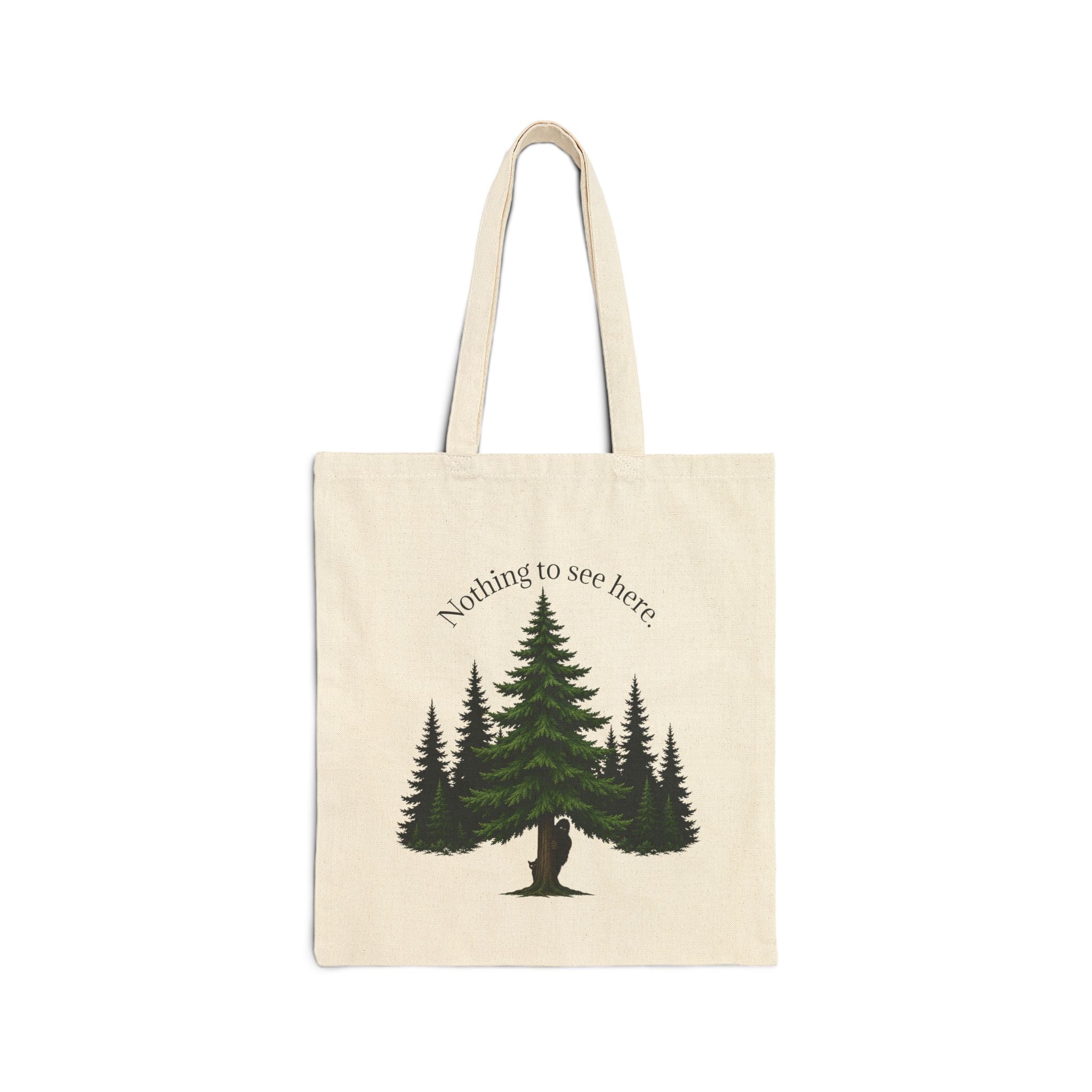 Nothing to See Here Bigfoot & Cat Canvas Tote Bag