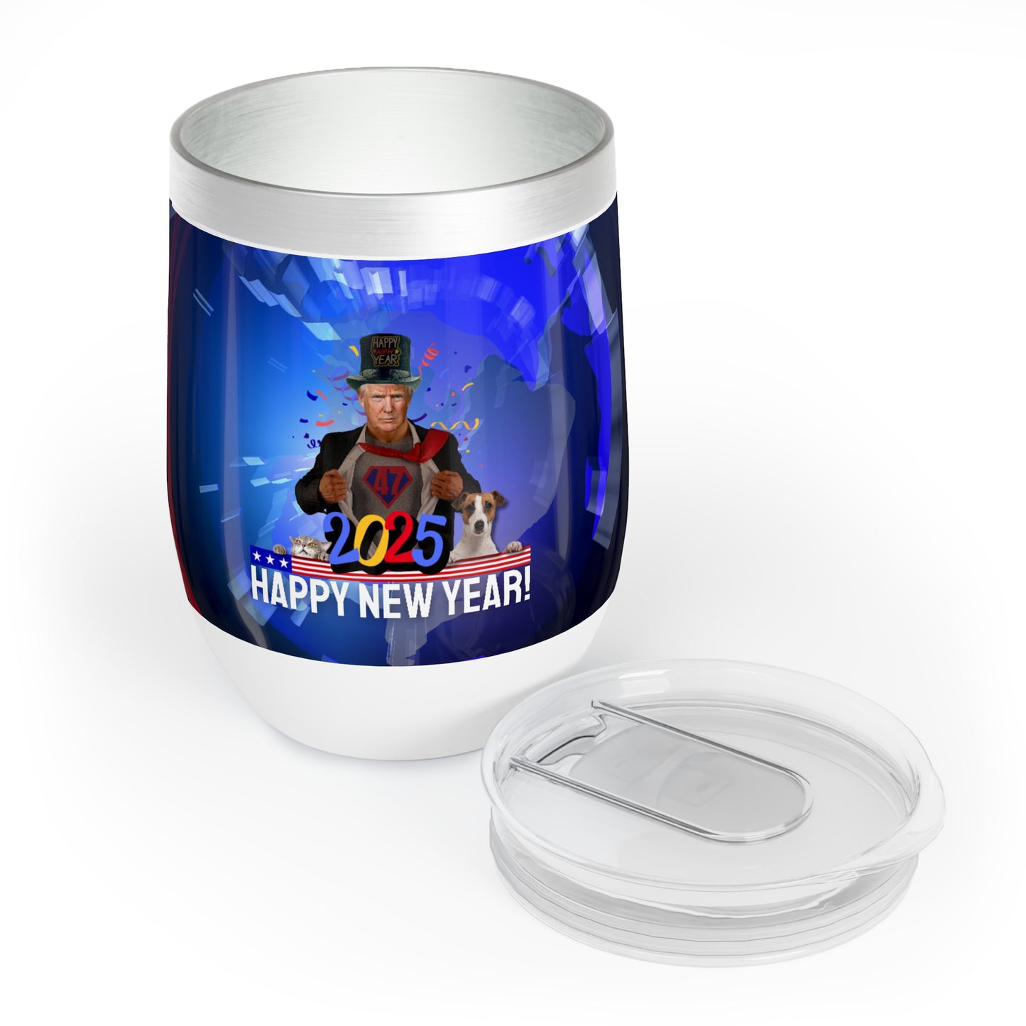Trump Happy New Year 2025 Chill Wine Tumbler