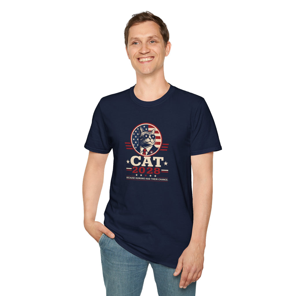CAT 2028 T-Shirt | Because Humans Had Their Chance Funny Cat Campaign Tee