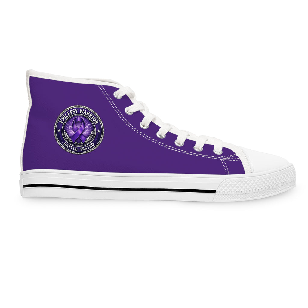 Women’s Purple High-Top Sneakers – Epilepsy Awareness Faux Seal Design
