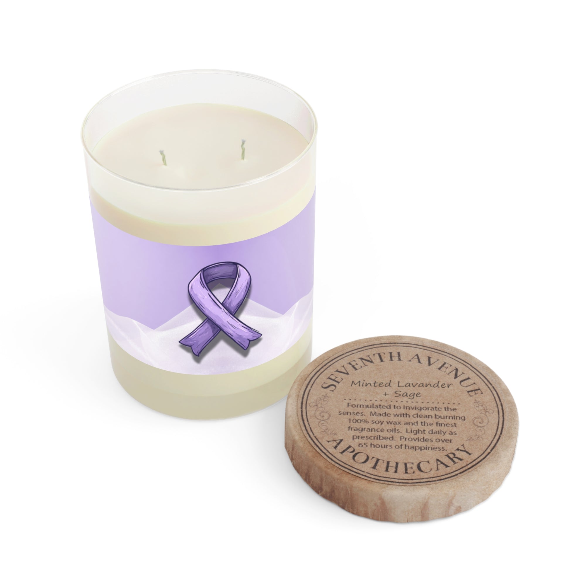 Sketchy Purple Ribbon Scented Candle, Gift for Epilepsy Warriors