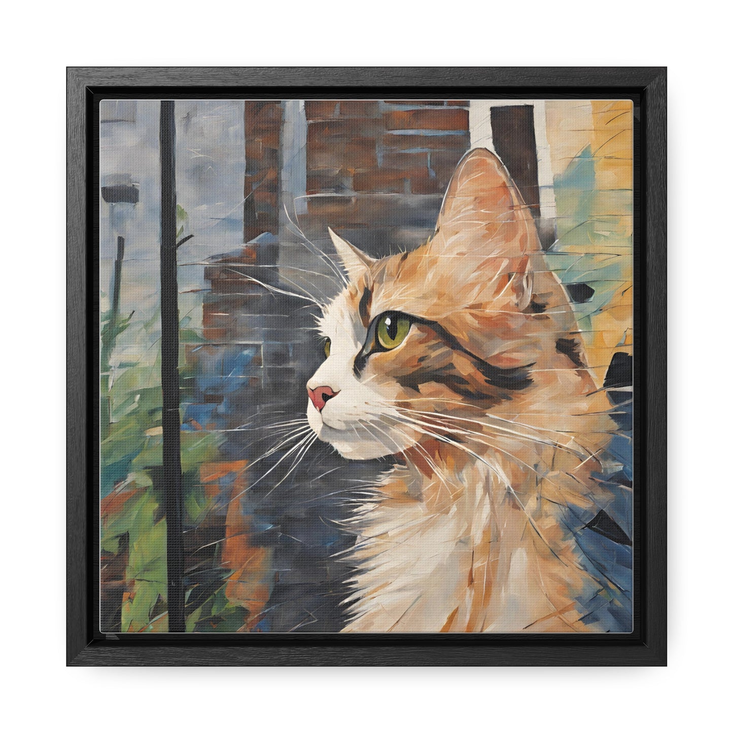 Watercolor Cat Profile Gallery Canvas Wraps, Square Frame - Canvas - Epileptic Al’s Shop