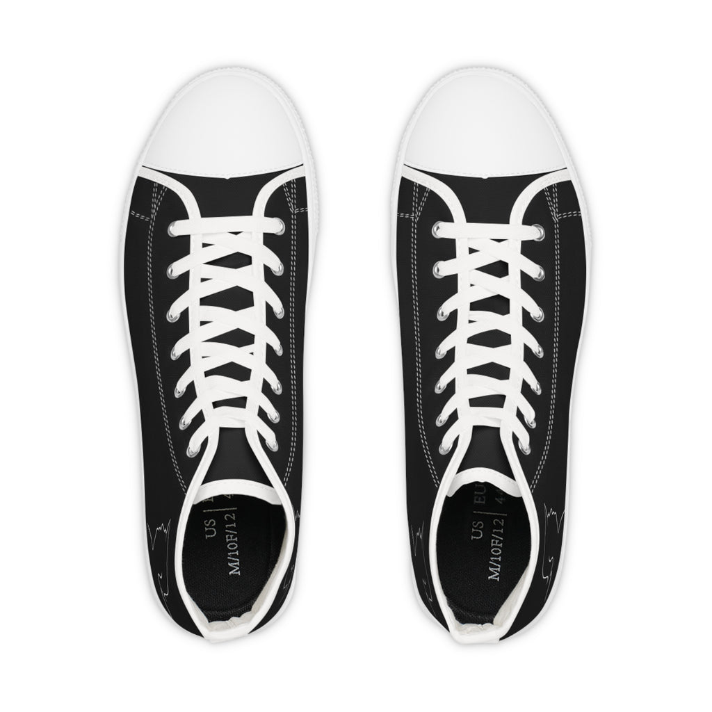 Men's Black High-Top Canvas Sneakers | Graphic Streetwear Style