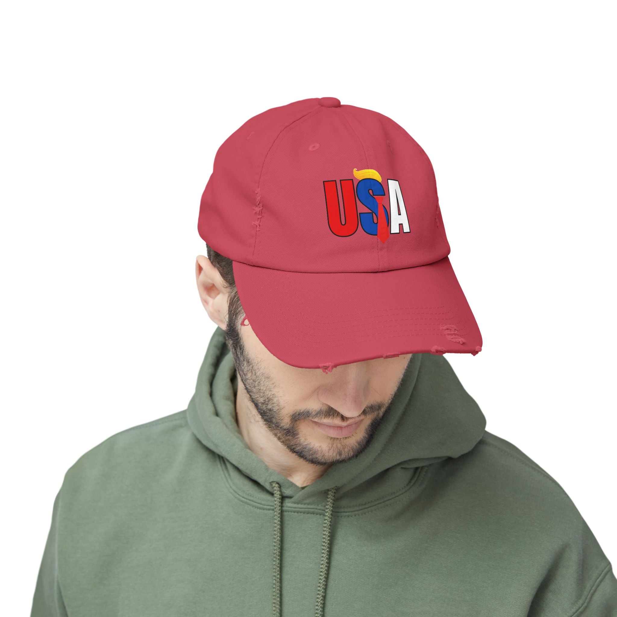Unisex Trendy Distressed USA Cap