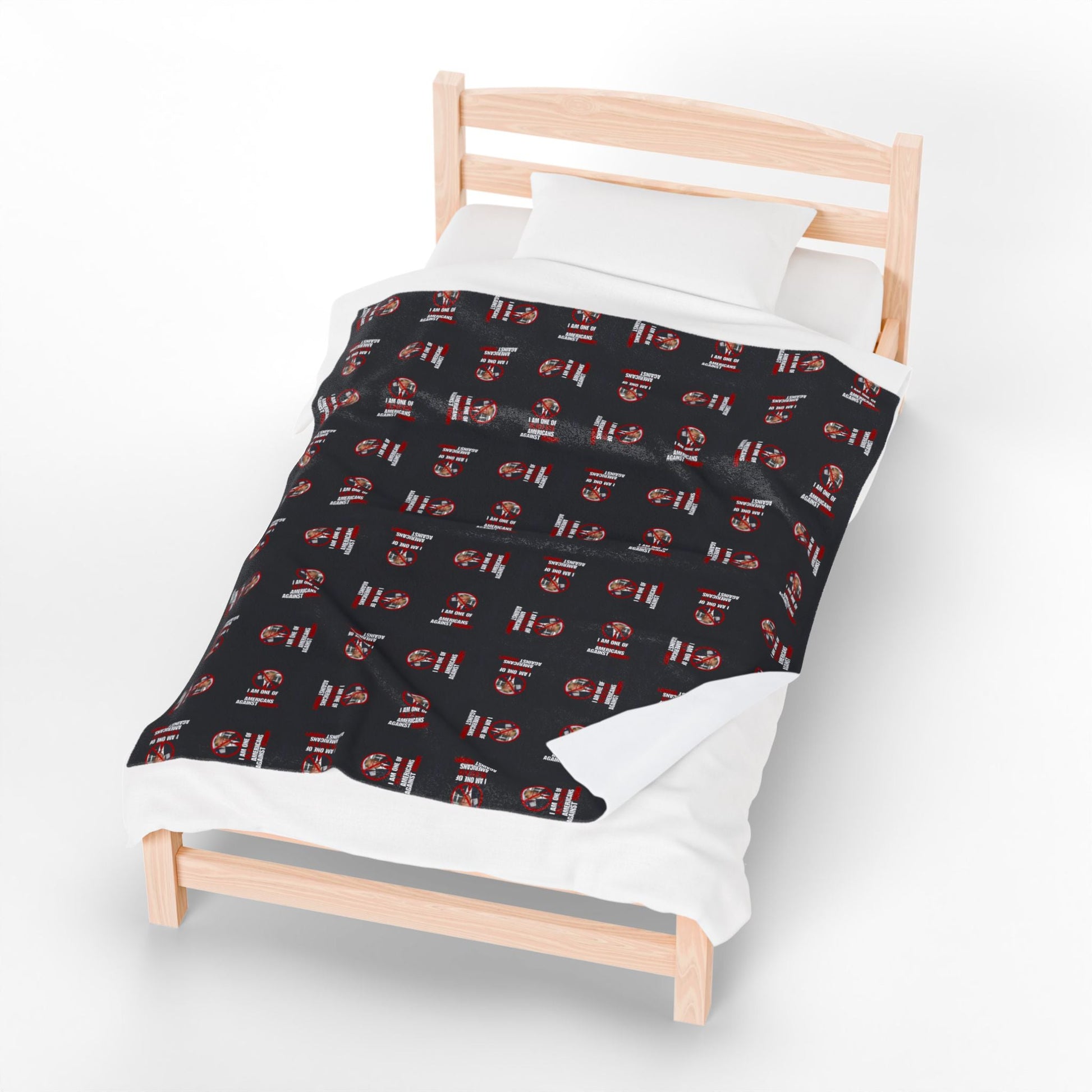 Cozy Velveteen Plush Blanket – Americans Against Trump Design Printify