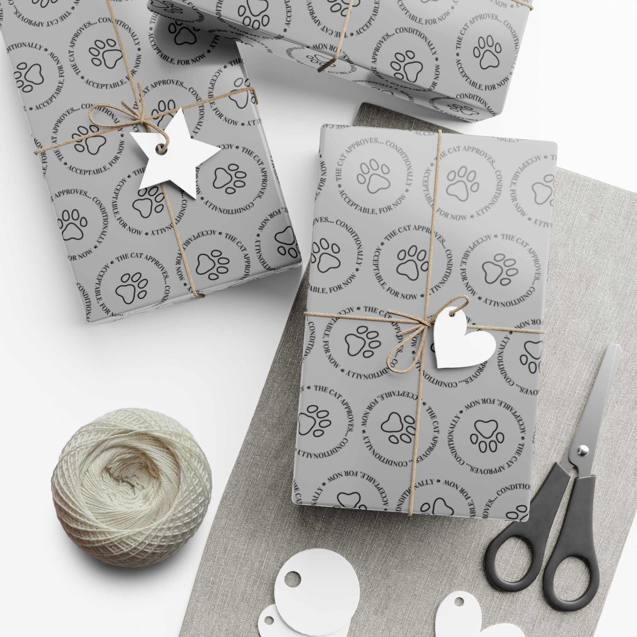 The Cat Approves Gift Wrap Paper (Cat-Themed Humor)