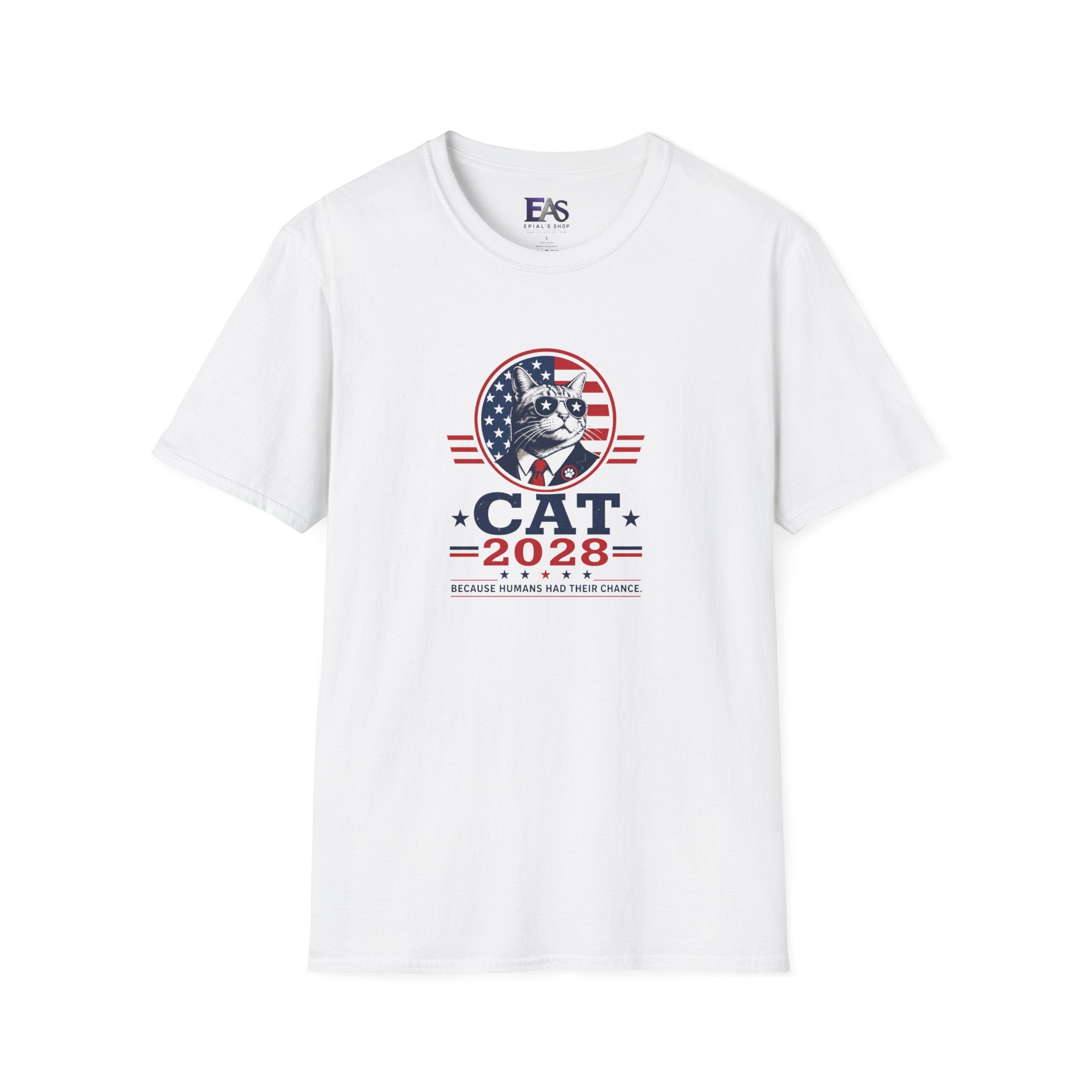 CAT 2028 T-Shirt | Because Humans Had Their Chance Funny Cat Campaign Tee